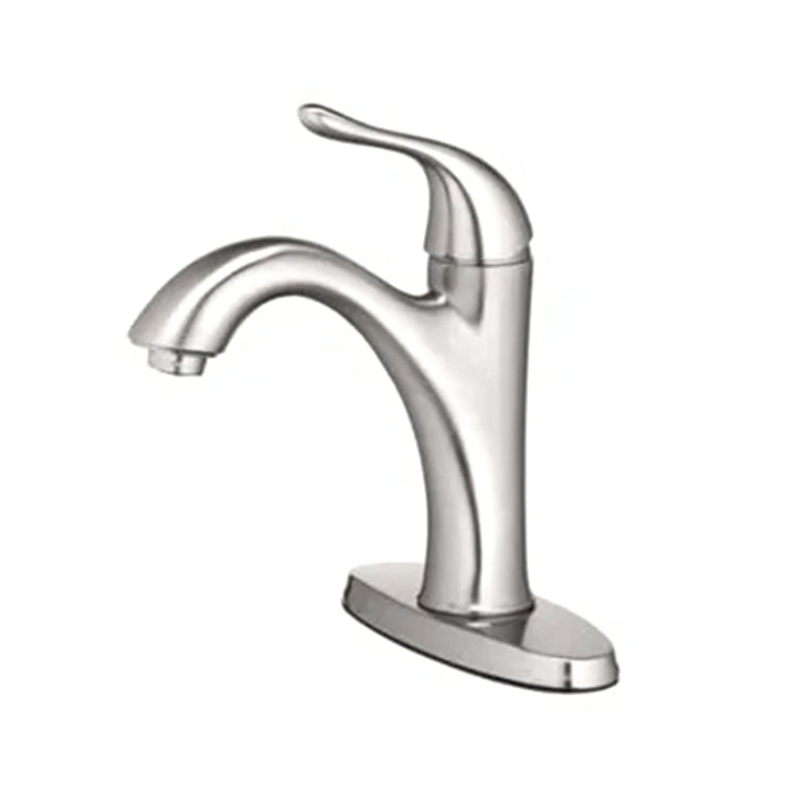 HomePointe Single Lever Bathroom Faucet with Plastic Pop-Up, Nickel (Open Box)