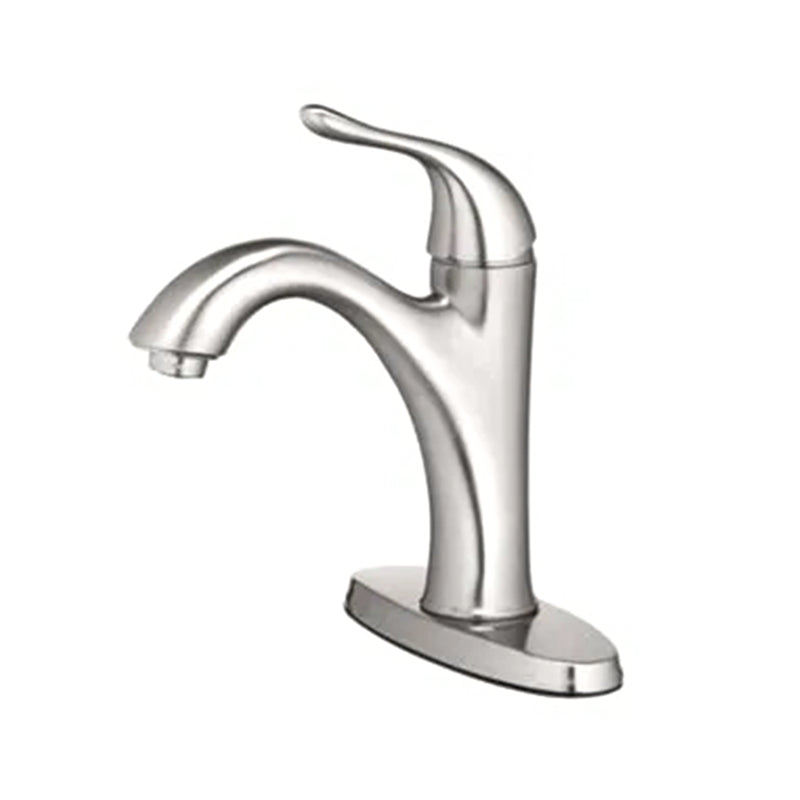 HomePointe Single Lever Bathroom Faucet with Plastic Pop-Up, Brushed Nickel