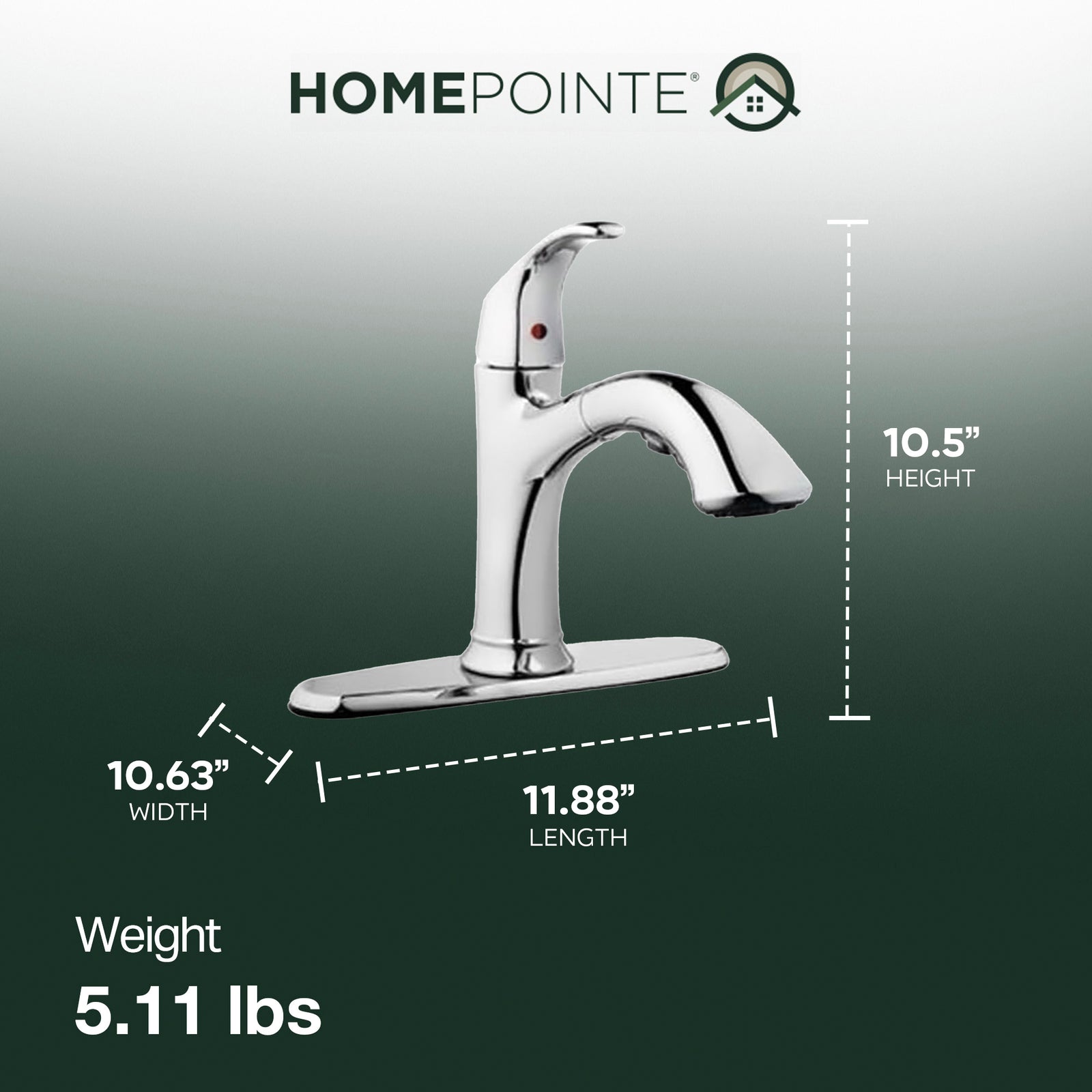 HomePointe Single Loop Handle Kitchen Faucet w/ Pull Out Spray Chrome(Open Box) - VMInnovations