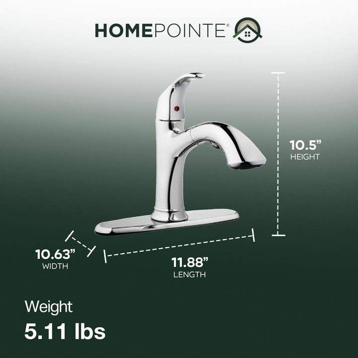 HomePointe Single Loop Handle Kitchen Faucet w/ Pull Out Spray Chrome(Open Box) - VMInnovations
