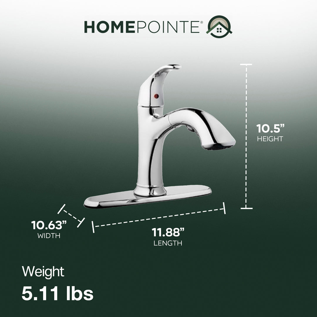 HomePointe Single Loop Handle Kitchen Faucet w/ Pull Out Spray Chrome(Open Box)