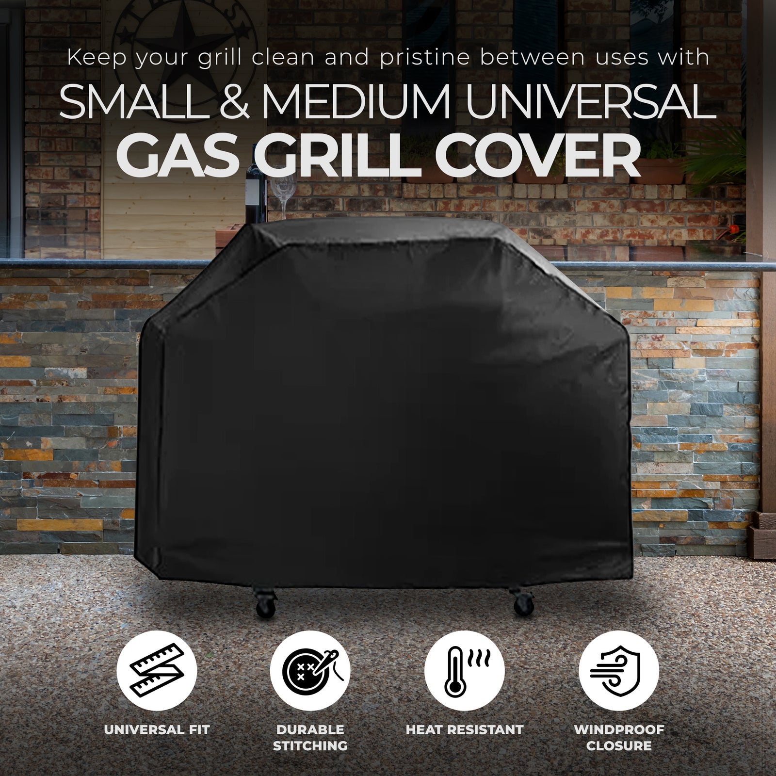 Grill Zone 60 x 20 x 45" Small/Medium Premium Gas Grill Cover, Black (Open Box) - VMInnovations