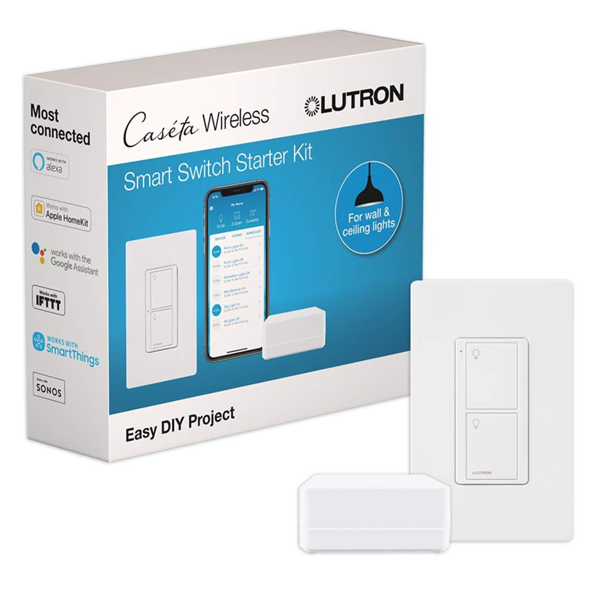 Lutron Caseta Wireless Dimmer Kit with Smart Bridge, Switch, Remote & Bracket