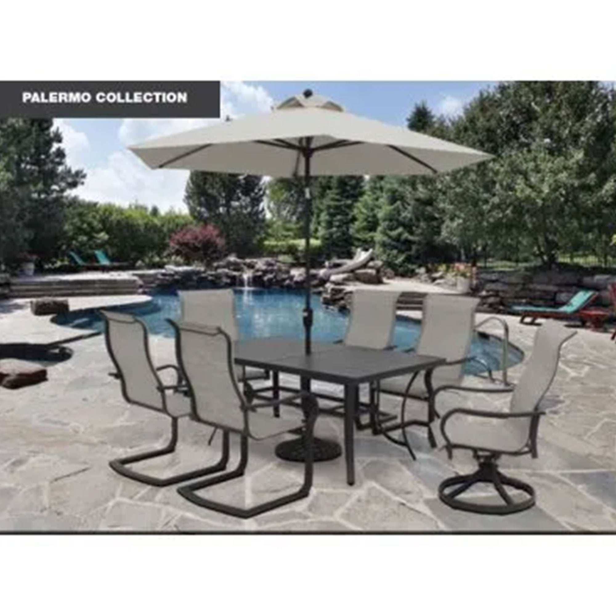 Four Season Courtyard Palermo Sling Swivel Rocker Outdoor Lounge Chair, 2 Pack - VMInnovations