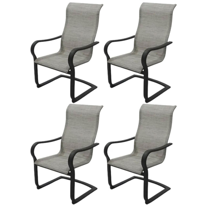 Four Seasons Courtyard Palermo C-Spring Sling Fabric Outdoor Chair, Gray, 4 Pack