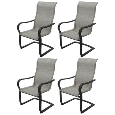 Four Seasons Courtyard Palermo C-Spring Sling Fabric Outdoor Chair, Gray, 4 Pack - VMInnovations