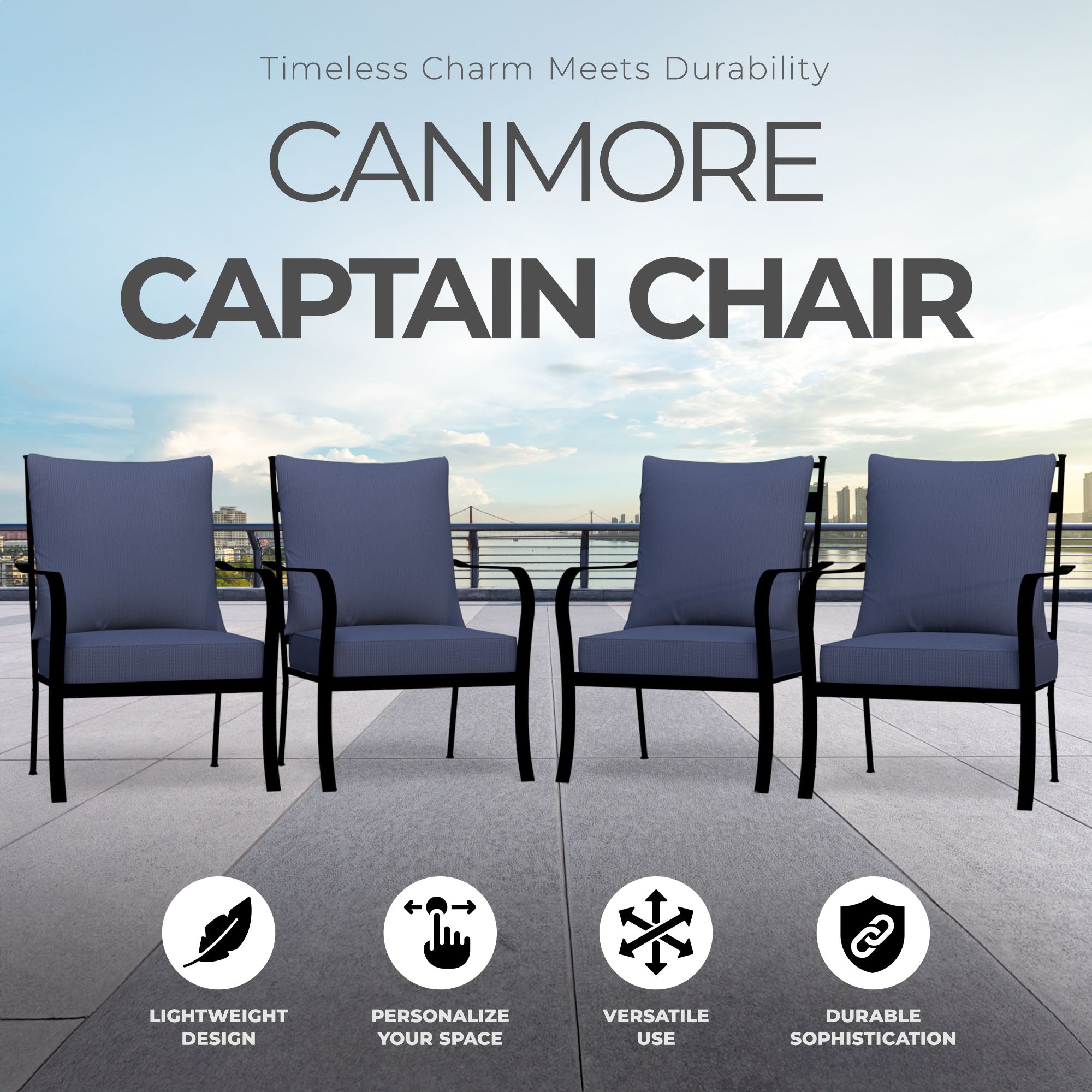 Four Seasons Courtyard Canmore Captain Chair w/Aluminum Frame Chair (4 Pack) - VMInnovations