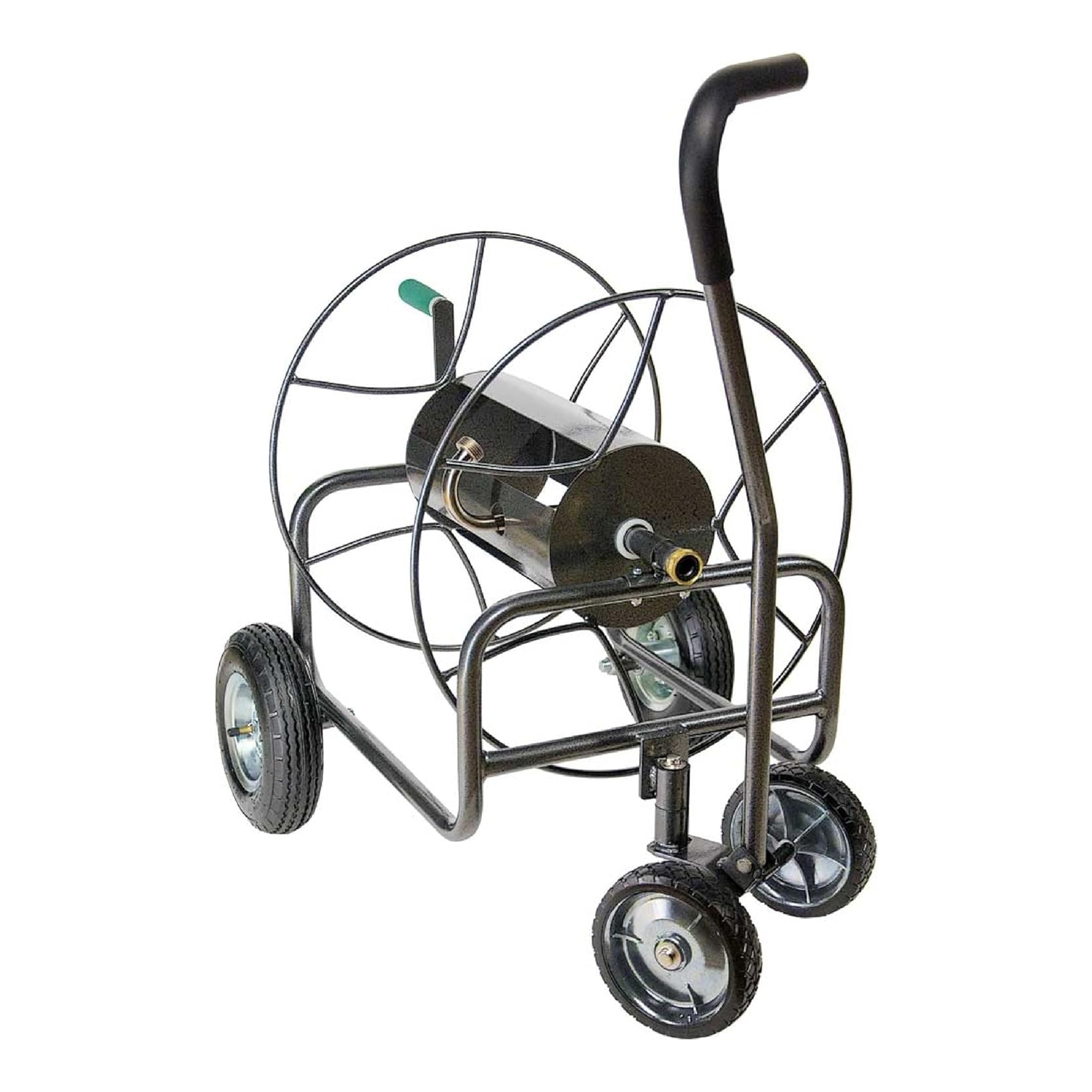 Yard Butler 4 Wheel Heavy Duty Steel Hose Truck Holds 400 Feet of Hose, Black - VMInnovations