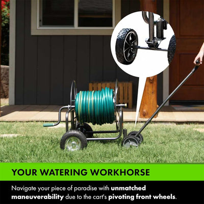 Yard Butler 4 Wheel Heavy Duty Steel Hose Truck Holds 400ft of Hose, (Open Box)