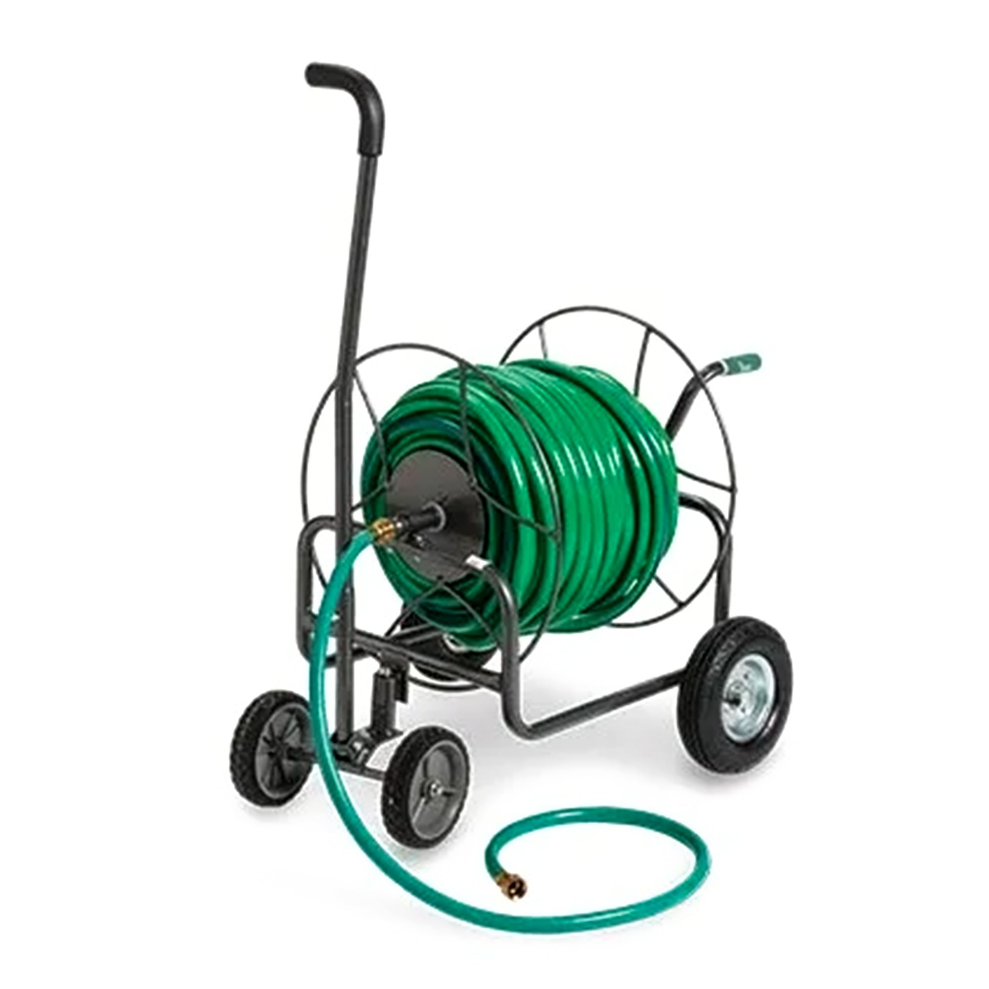 Yard Butler 4 Wheel Heavy Duty Steel Hose Truck Holds 400 Feet of Hose, Black - VMInnovations