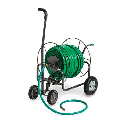 Yard Butler 4 Wheel Heavy Duty Steel Hose Truck Holds 400 Feet of Hose, Black - VMInnovations