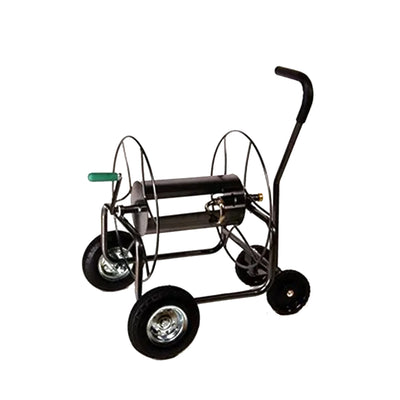 Yard Butler 4 Wheel Heavy Duty Steel Hose Truck Holds 400 Feet of Hose, Black - VMInnovations