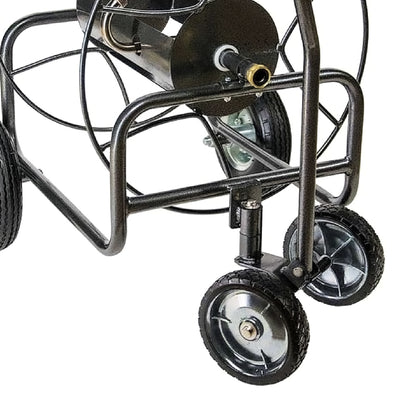 Yard Butler 4 Wheel Heavy Duty Steel Hose Truck Holds 400 Feet of Hose, Black - VMInnovations
