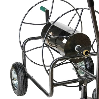 Yard Butler 4 Wheel Heavy Duty Steel Hose Truck Holds 400 Feet of Hose, Black - VMInnovations