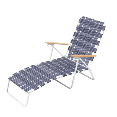 Four Seasons Courtyard High Back Web Chaise Outdoor Lounge Chair, Blue, 2 Pack - VMInnovations