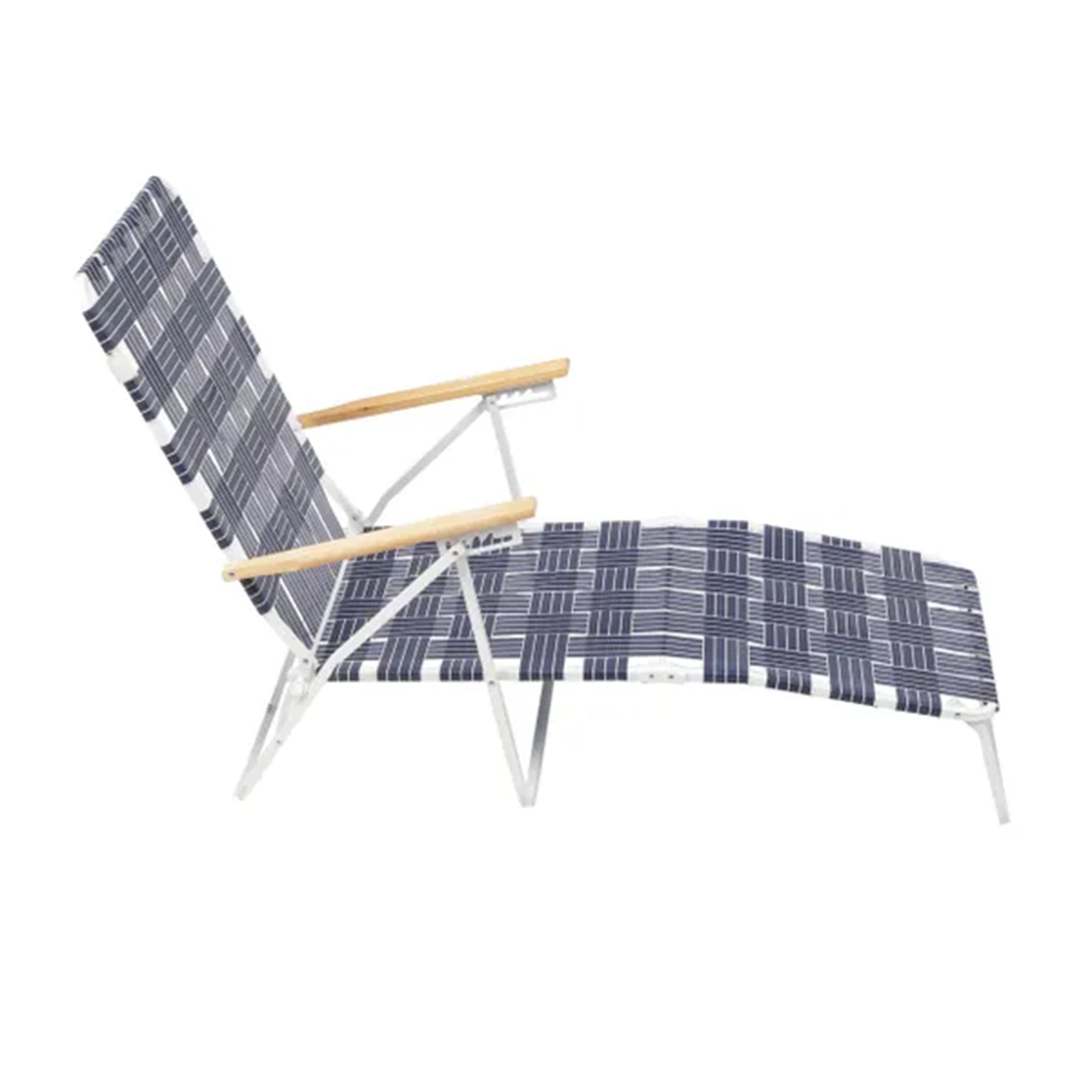 RIO Brands High Back Chaise Lounge Chair w/ Powder Coated Steel Frame,Blue(Used) - VMInnovations