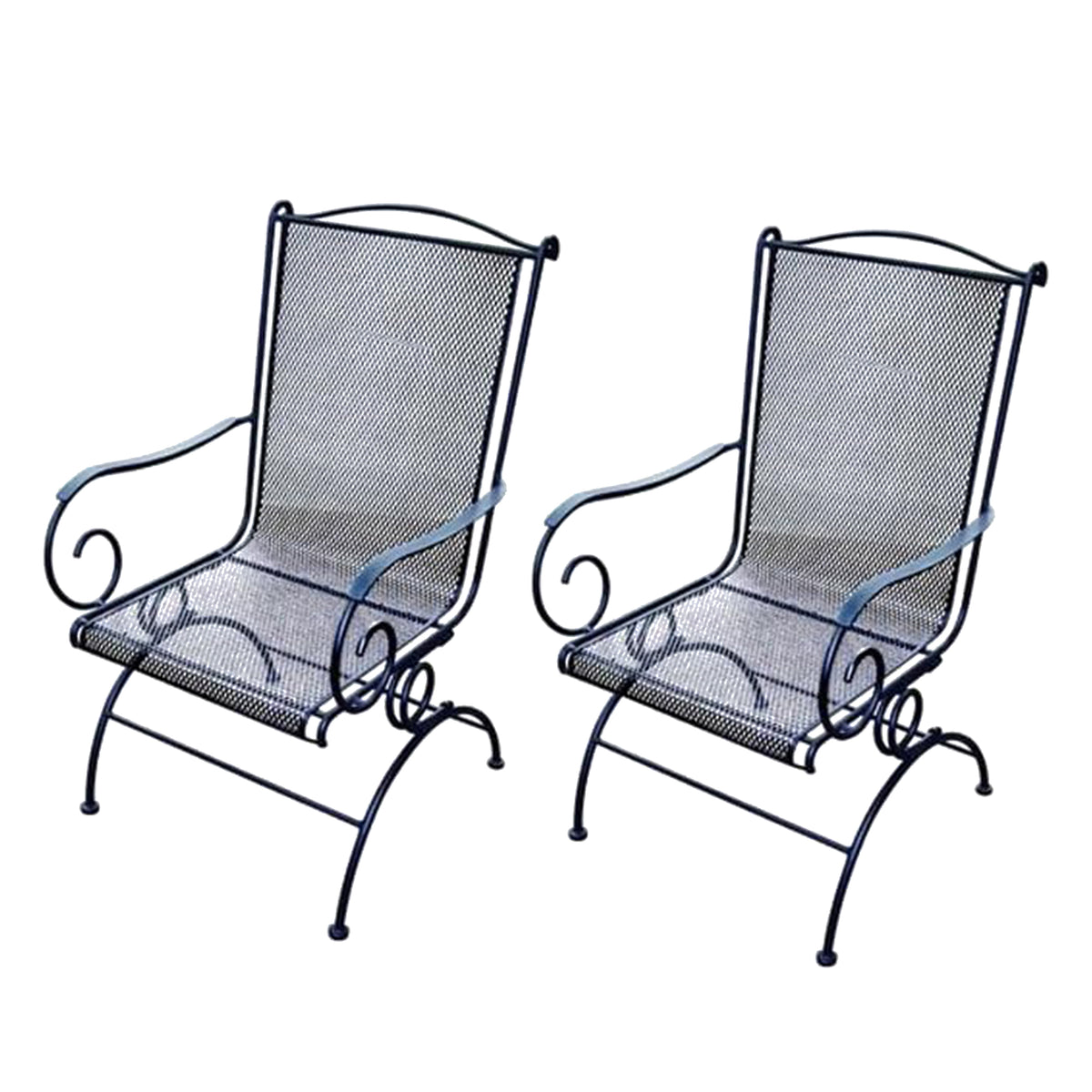 Woodard Uptown Outdoor Patio Steel Mesh Coil Spring Rocker Chair, Black, 2 Pack