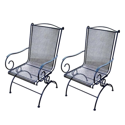 Woodard Uptown Outdoor Patio Steel Mesh Coil Spring Rocker Chair, Black, 2 Pack