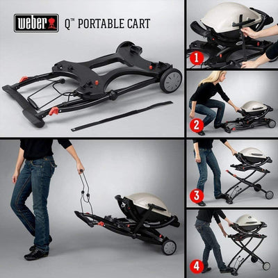 Weber Q Foldable Cart for Q1000 & 2000 Series Grills w/Handle, Black (Used) - VMInnovations