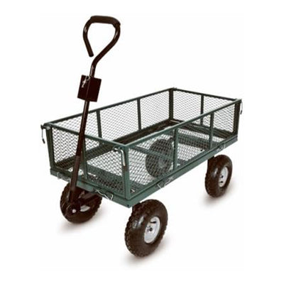 Green Thumb 4 Wheel 38 x 20 Inches Garden Cart with Removable Mesh Sidewalls