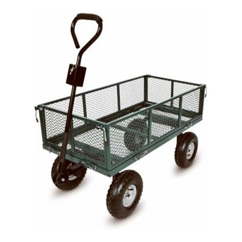 Green Thumb 4 Wheel 38 x 20 Inches Garden Cart with Removable Mesh Sidewalls