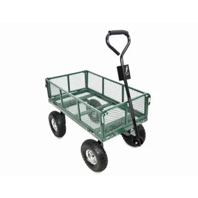 Green Thumb 4 Wheel 38 x 20 Inches Garden Cart with Removable Mesh Sidewalls