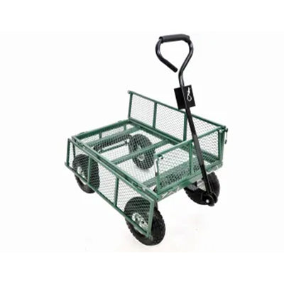 Green Thumb 4 Wheel 38 x 20 Inches Garden Cart with Removable Mesh Sidewalls