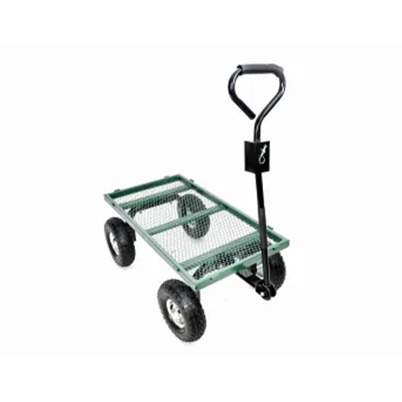 Green Thumb 4 Wheel 38 x 20 Inches Garden Cart with Removable Mesh Sidewalls