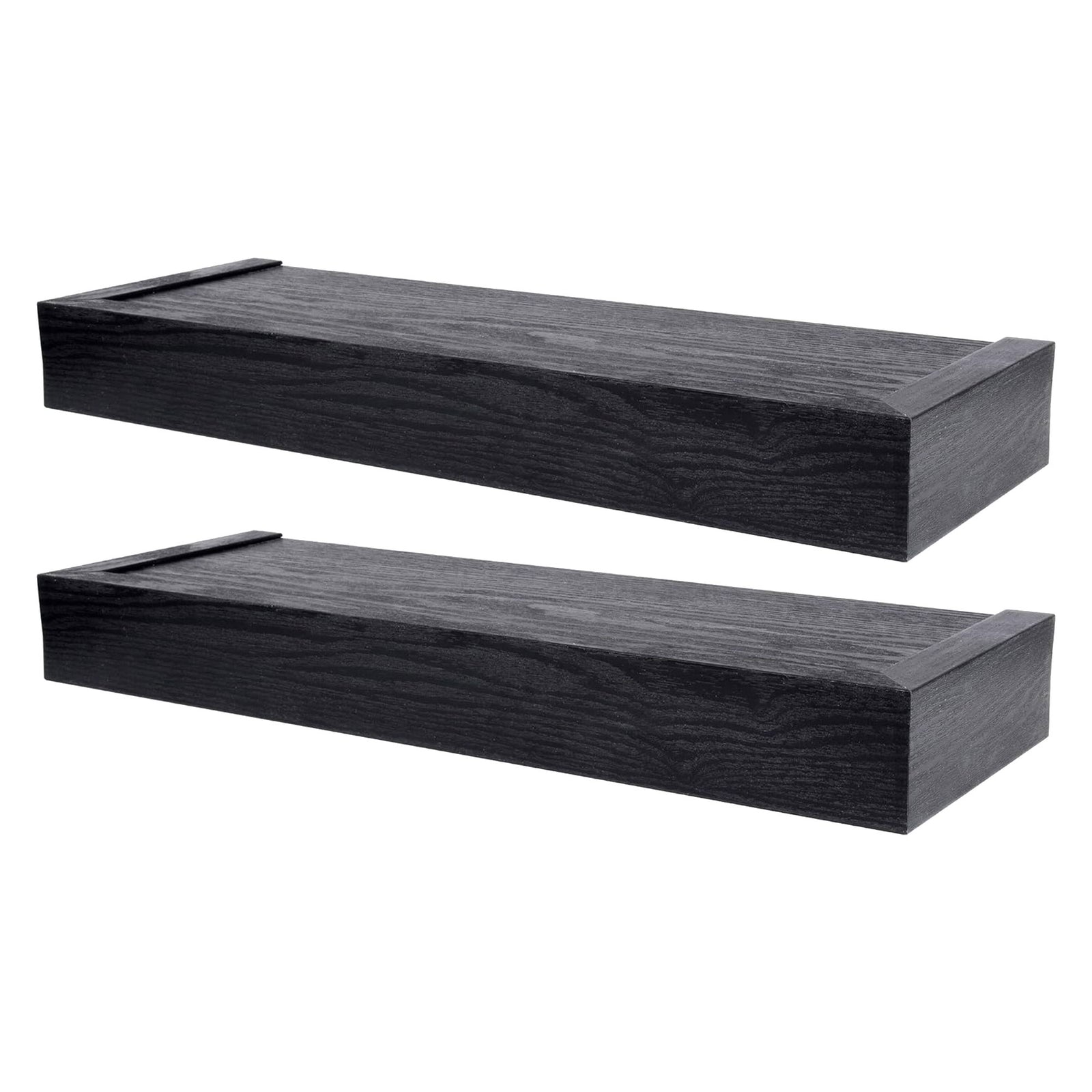 Four Seasons Courtyard 18 Inch Modern Floating Shelf Holds 15 lbs, 2 Pack, Black - VMInnovations