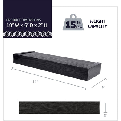 High & Mighty 18 Inch Modern Floating Shelf Holds Up To 15 lbs (2 Pk) (Open Box)