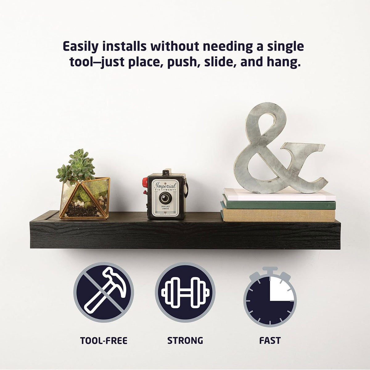 High & Mighty 18 Inch Modern Floating Shelf Holds Up To 15 lbs (2 Pk) (Open Box)