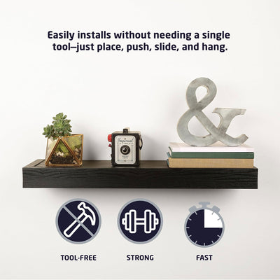 High & Mighty 18 Inch Modern Floating Shelf Holds Up To 15 lbs (2 Pk) (Open Box)