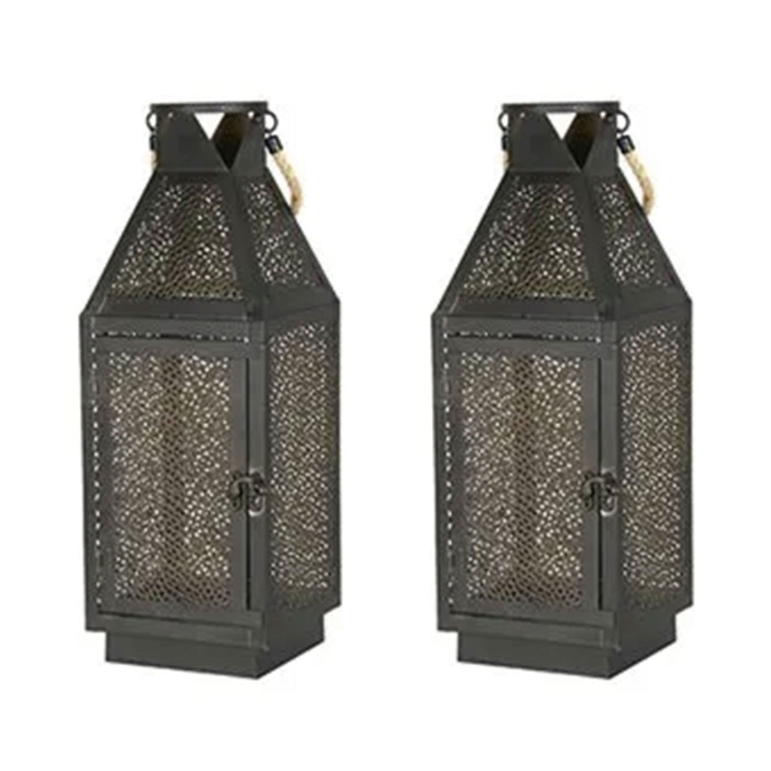 Four Seasons Courtyard 16 Inch Battery Powered 20 LED Filigree Lantern, 2 Pack