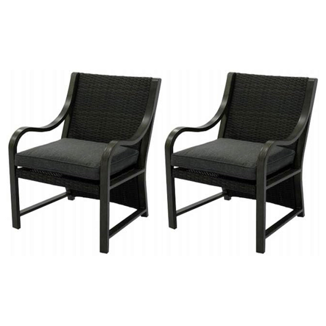 Four Seasons Courtyard Canmore Captain Outdoor Patio Cushioned Arm Chair, 2 Pack