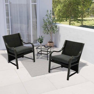 Four Seasons Courtyard Canmore Captain Patio Cushioned Arm Chair, 2 Pack (Used) - VMInnovations