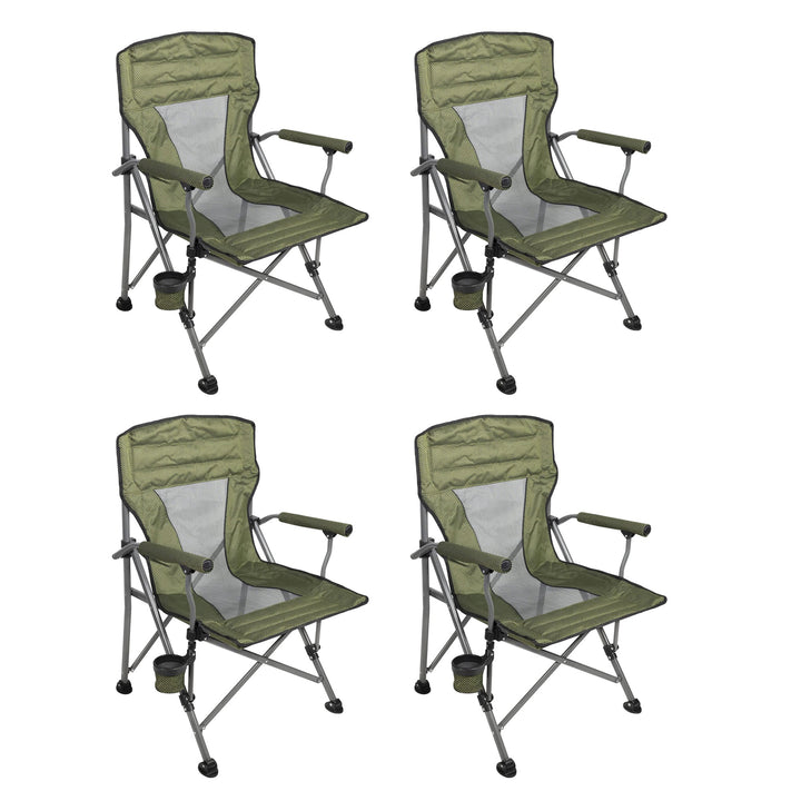 Four Seasons Courtyard Arm Chair with Lumbar Support, Green (4 Pack) (Open Box)