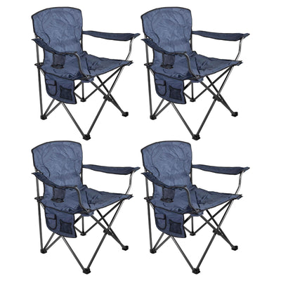 Four Seasons Courtyard Padded Seat Folding Arm Chairs, 4 Pack, Blue (Open Box)