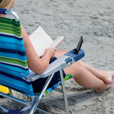 RIO Brands 15" Beach Chair w/Aluminum Frame, Blue/Green (4 Pack) (Open Box) - VMInnovations