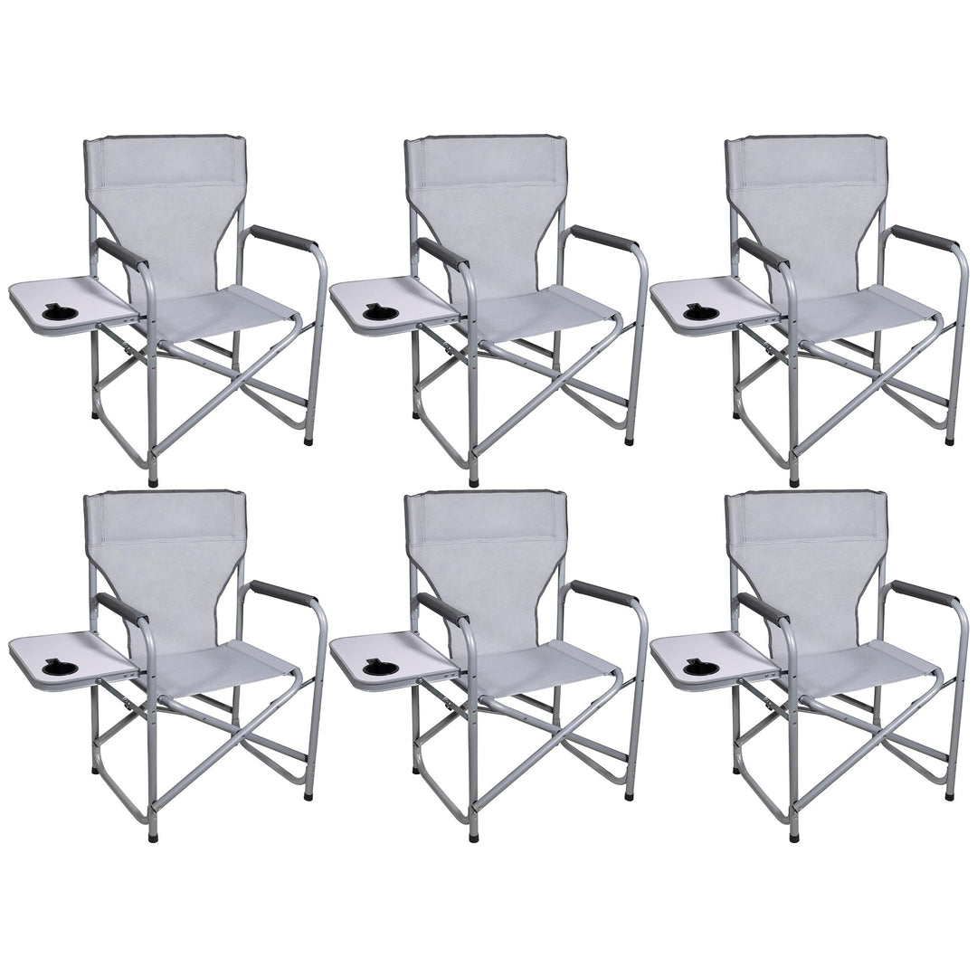 Four Seasons Courtyard Director's Chair w/Side Table, Gray (6pk) (Open Box)