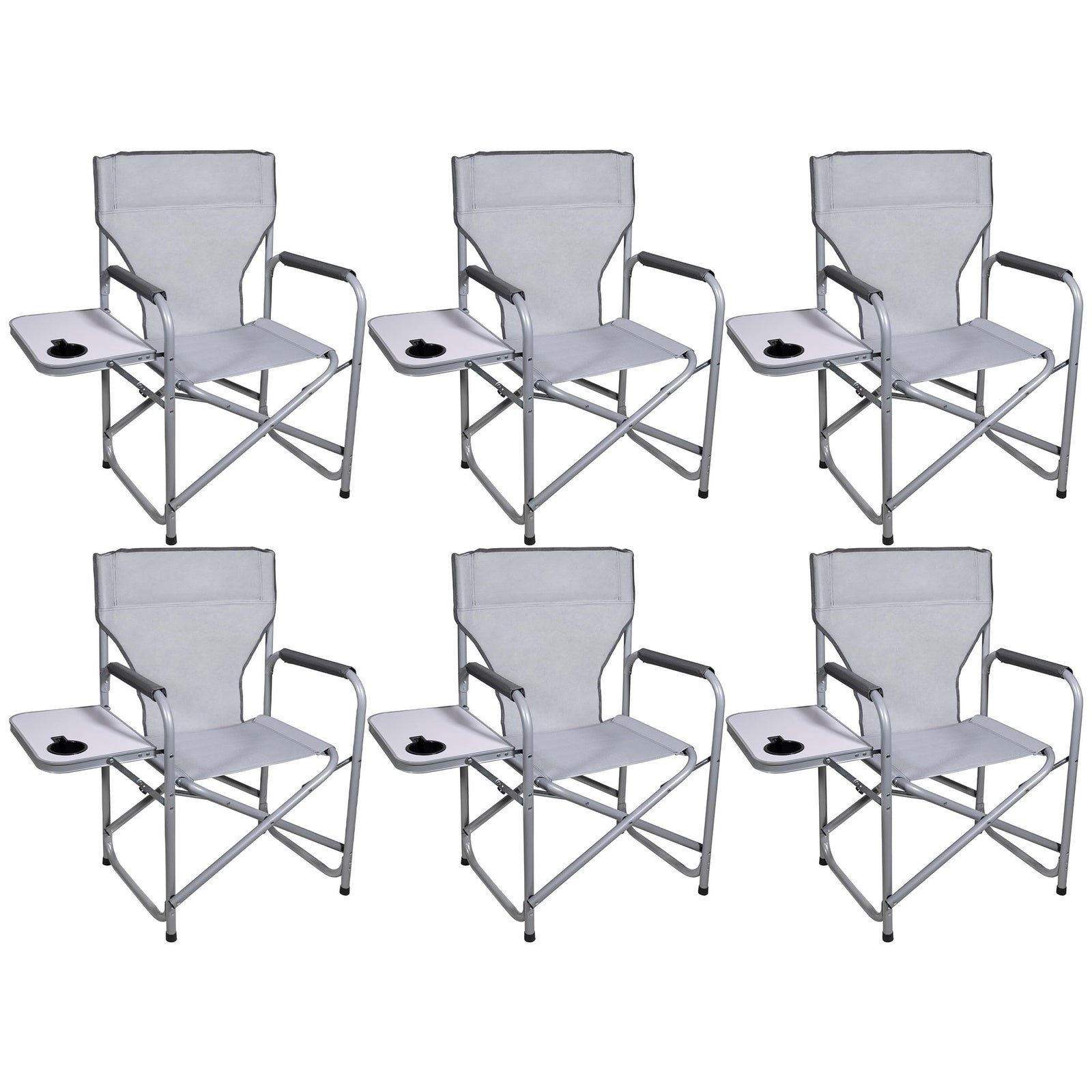 Four Seasons Courtyard Director's Chair w/Side Table, Gray (6pk) (Open Box) - VMInnovations