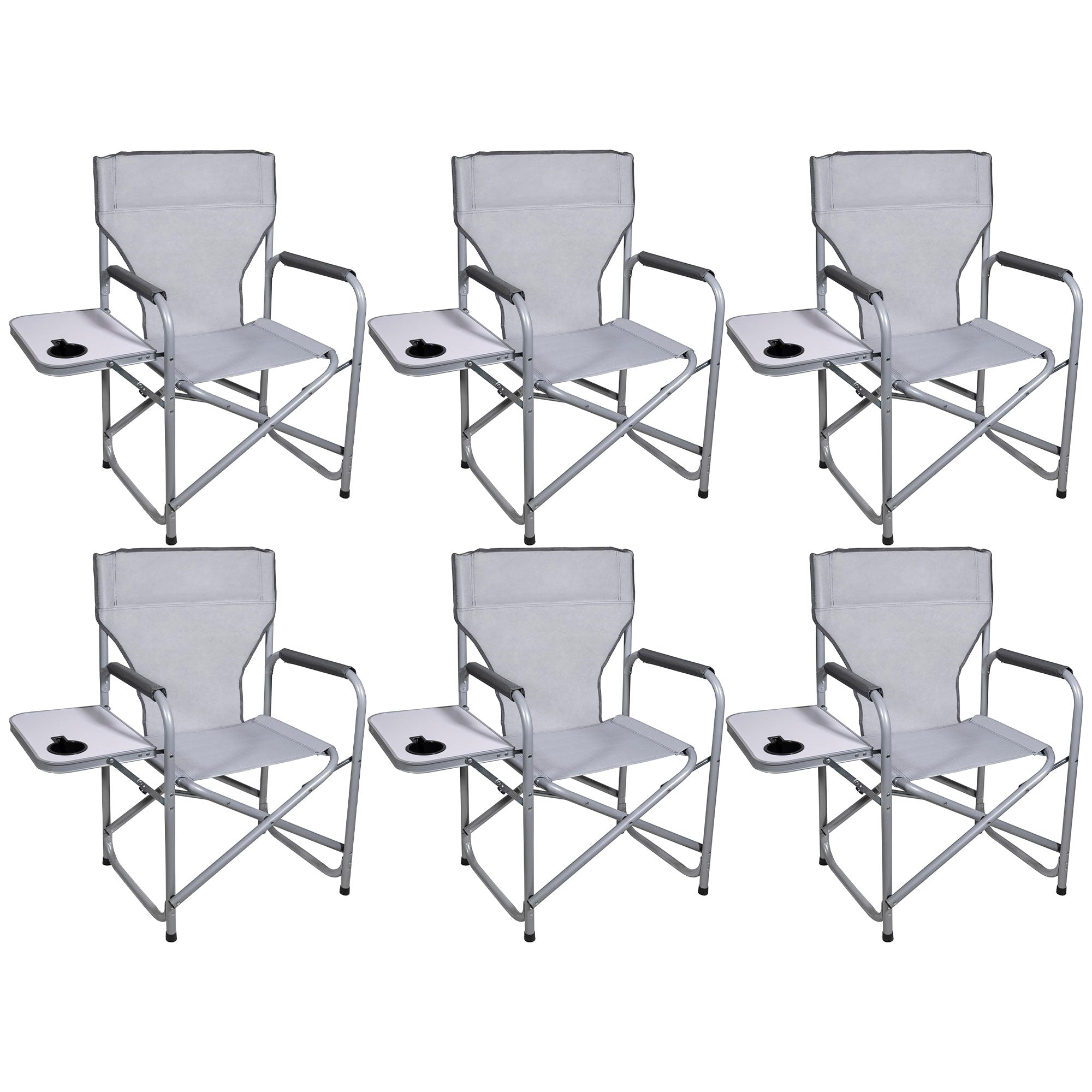 Four Seasons Courtyard Polyester Director's Chair with Side Table, Gray (6 Pack) - VMInnovations