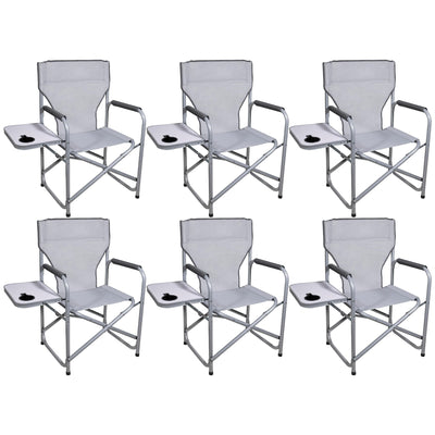 Four Seasons Courtyard Polyester Director's Chair with Side Table, Gray (6 Pack) - VMInnovations