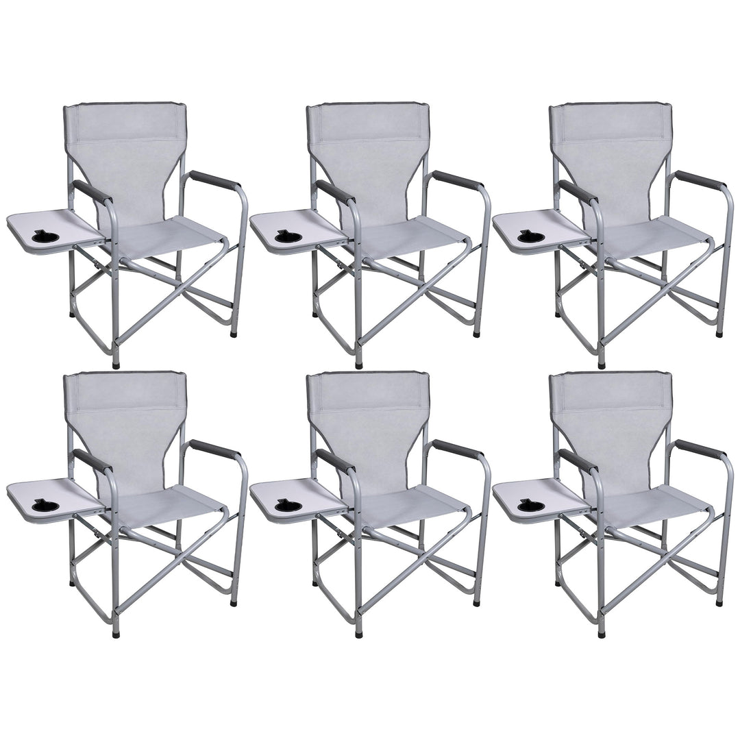 Four Seasons Courtyard Polyester Director's Chair with Side Table, Gray (6 Pack)