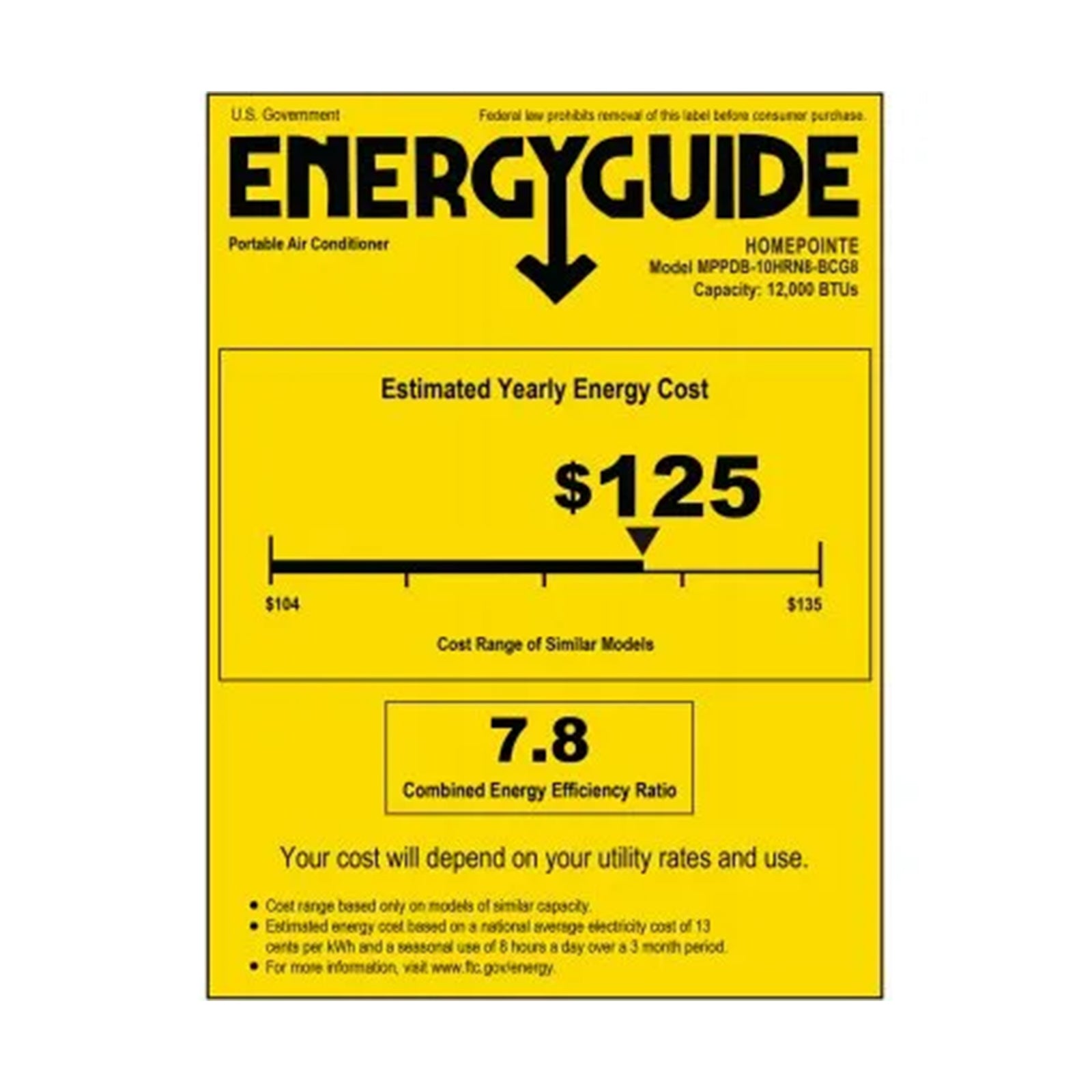 HomePointe Pad 10,000 BTU DOE 13,500 BTU Portable Air Conditioner (Open Box) - VMInnovations