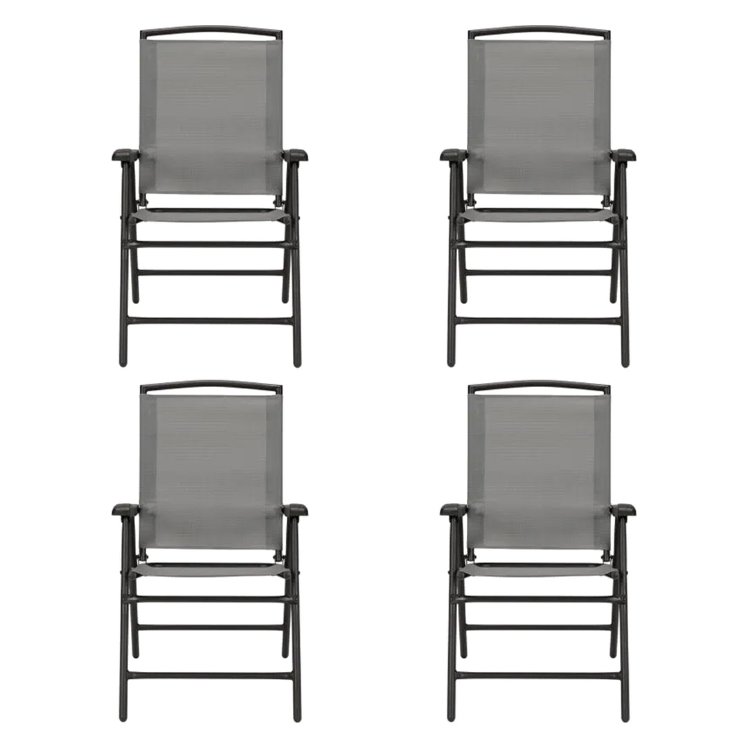 Four Seasons Courtyard Sunny Isles Steel Folding Chair, Gray (4 Pack) (Open Box)