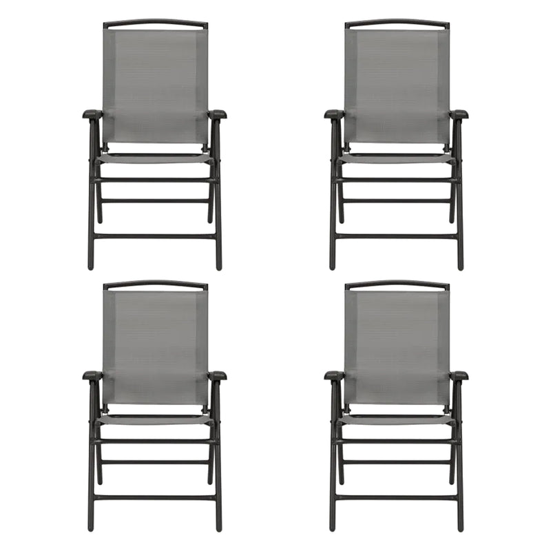 Four Seasons Courtyard Sunny Isles Steel Folding Chair, Gray (4 Pack) (Open Box)