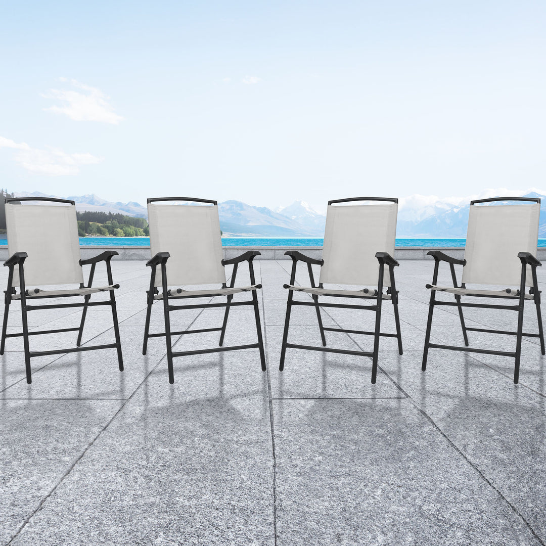 Four Seasons Courtyard Sunny Isles Outdoor Steel Folding Chair, Gray (4 Pack)
