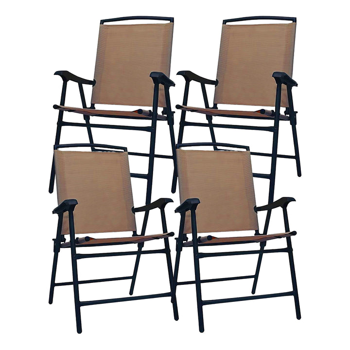Four Seasons Courtyard Sunny Isles Steel Folding Chair, Brown(4 Pack)(For Parts)