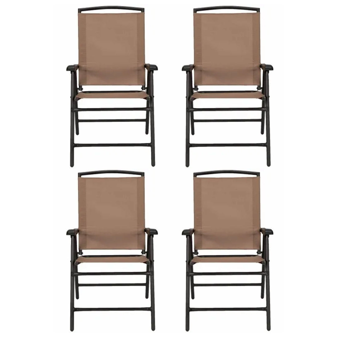 Four Seasons Courtyard Outdoor Steel Folding Chair, Brown (4 Pack) (Used)