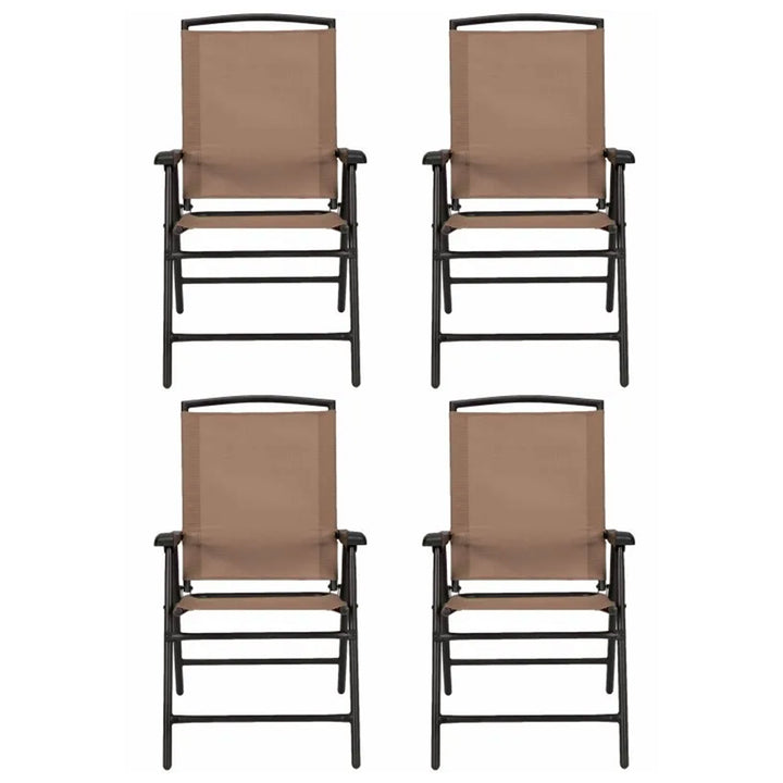 Four Seasons Courtyard Outdoor Steel Folding Chair, Brown (4 Pack) (Used)